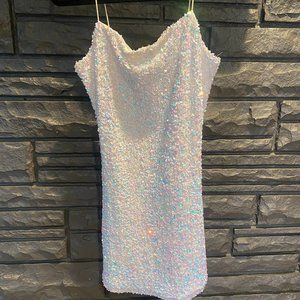 White Sequin Party Dress